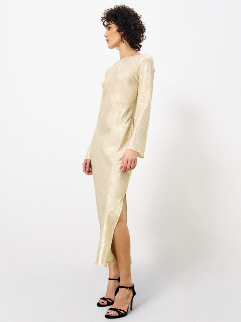 FRNCH Paris Pamelia Champagne Metallic Dress L (Fits like M/L, runs small)